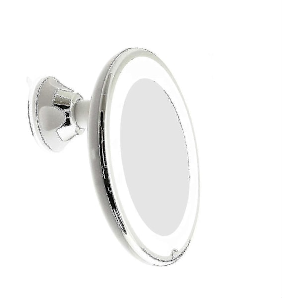 LED-belyst 10x förstoringssminkspegel med kraftfull sugkopp, starkt diffust ljus och 360 graders roterande justerbar arm, bärbar sladdlös