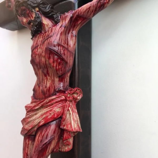 Realistiskt krucifix Kristus sår för meditation, väggkors, husaltare, katolsk gåva, blodigt krucifix, passionskrucifix