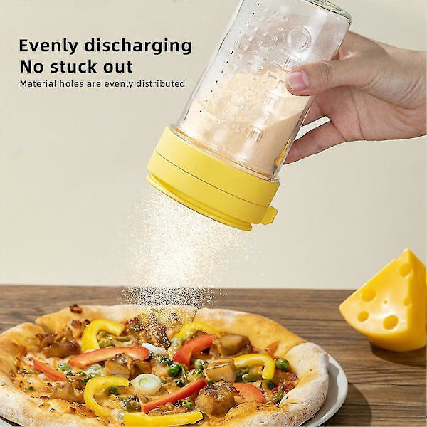 Grated Cheese Shaker Clear Glass Spice Jar Kitchen Container with Lid for Spice Salt Cocoa Brown-380ml