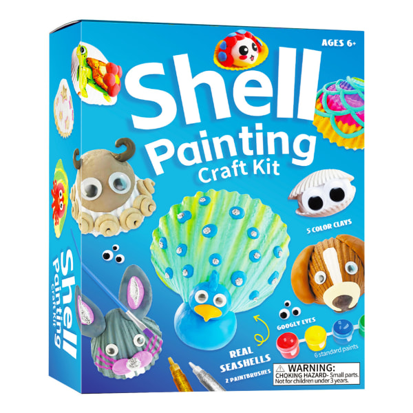 Sea Shell Painting Kit för barn - Konst och hantverk presentsats för pojkar och flickor i åldern 4-12