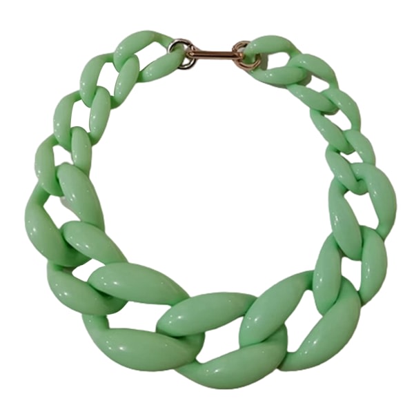 Man Halsband Choker Chain Halsband Smycken Tillbehör Ljusgrön Ljusgrön