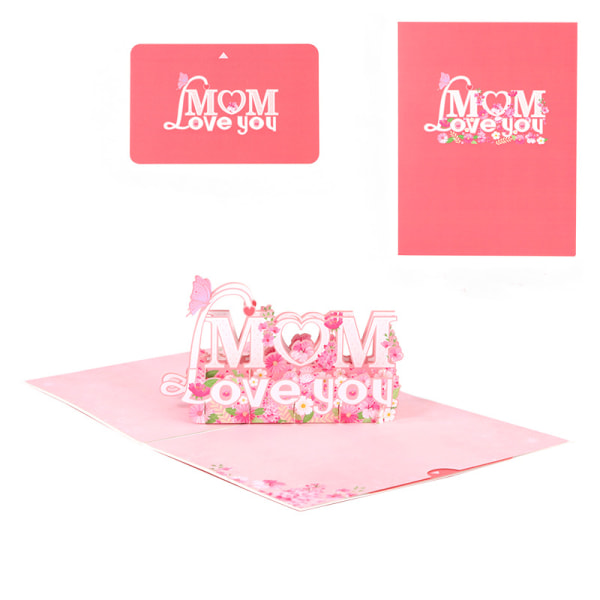 Mors dagskort för mamma, pop up mors dagskort, jag älskar dig 3D mamma födelsedagskort - Innehåller kuvert och anteckningsetikett A