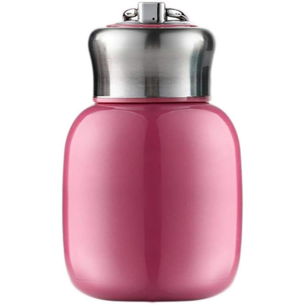 Söt termosflaska, kaffemugg i rostfritt stål, läckagesäker dubbelväggig vakuum minivattenflaska 200 ml (rosa) Red
