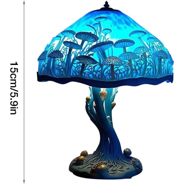 Farget harpiks Mushroom Table Lamp, 5,9 tommers høye farget malerier Plant Series Night Light, USB Oppladbar bohemsk deco F