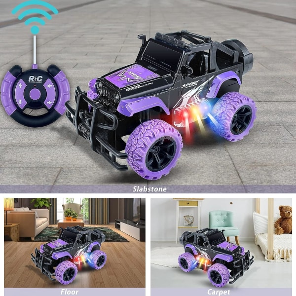 Ynybusi fjärrstyrd bil RC racingbilar, 1:20 skala fjärrkontroll monstertruck, 2,4 GHz LED-ljus terränghjulsdrivna bilar, leksaksbilar för barn pojkar Blå