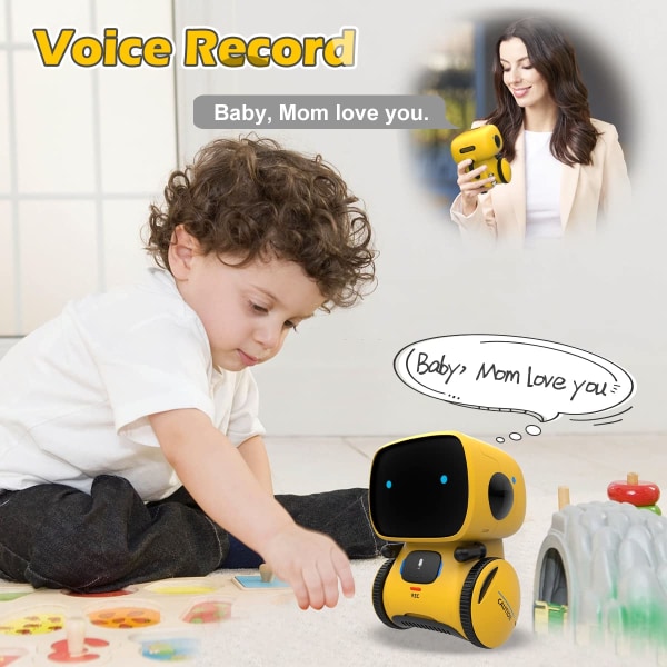 AI-förbättrad intelligent robot designad för barn|Uppmuntrar STEM-inlärning och utbildning|Interaktiv bot utrustad med kodning, ett brett utbud av gul