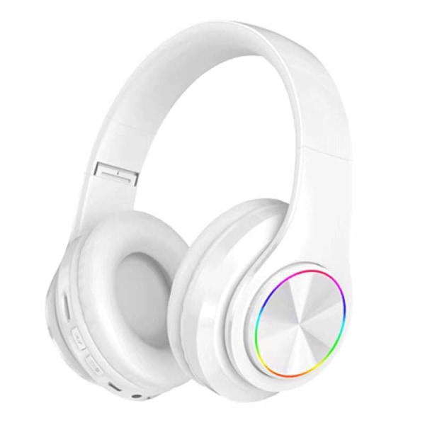 B39 Bluetooth headset UV sammenleggbart sportshodemontert trådløst headset lysende stereoheadset White