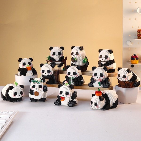 Julklapp Panda byggstenar Mini panda byggklossar Djur byggstenar Söta panda tegelstenar - Byggleksak för barn från 9 år och uppåt Fubao klätterstege i bambu 492 st