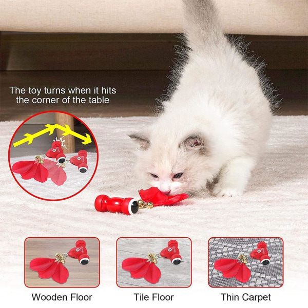 Automatisk smart katteleke: Interaktiv underholdning og trening for katter med funksjoner for selvunderholdning röd