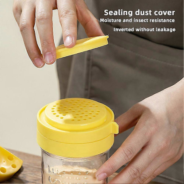 Grated Cheese Shaker Clear Glass Spice Jar Kitchen Container with Lid for Spice Salt Cocoa Brown-380ml