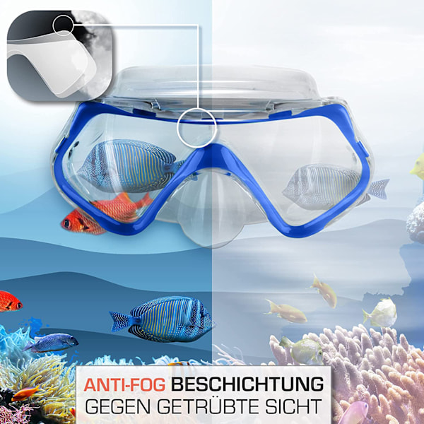 Professionellt snorkelset, Duo Comfort Combo dykmask Anti-Fog Panoramisk bred siktmask, enkel justering, torr toppsnorkel, perfekt för