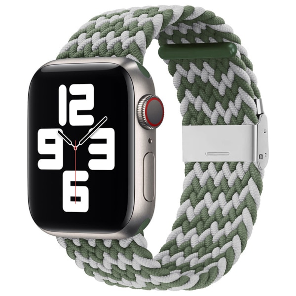 Kompatibel med Apple Watch -remmar 40 mm till 49 mm rem Flätad nylon Justerbar spännes rem Justerbar flätad enkelloop elastisk sportrem W green gray 42mmor44mmor45mm