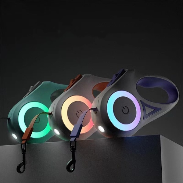 Streamer LED Lys Hundesnor Automatisk Udtrækkelig Nylon Snor Fører Premium Holdbar Kæledyrs Gå Snor Træktov Kæledyrsprodukter