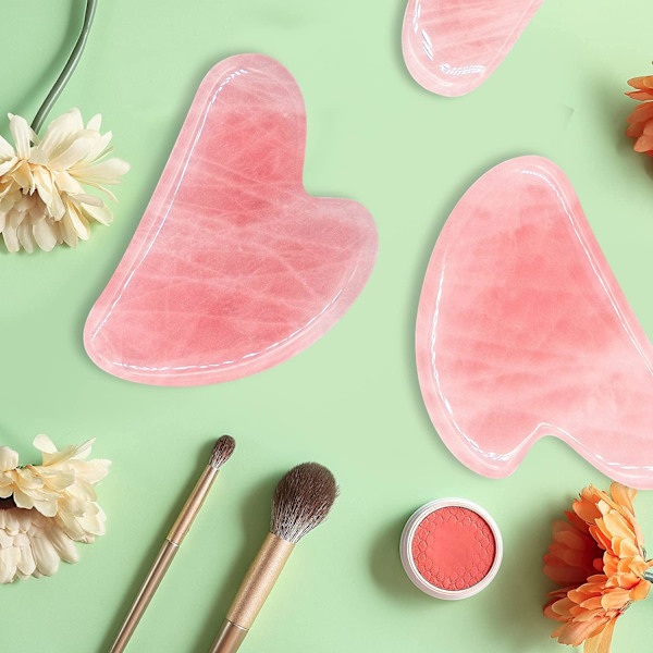 Gua Sha -hierontatyökalu ruusukvartsista, jade GuaSha -kasvotyökalu, Gua-Sha -kivi niska- ja vartalokylpylään