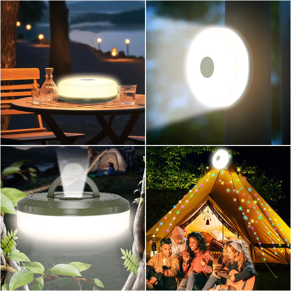 Campingslingor, med magnetsug Strängljus för utomhusbruk med 8 ljuslägen, snabb förvaring, hållbar och vattentät, Type C Fast Cha värma 10M