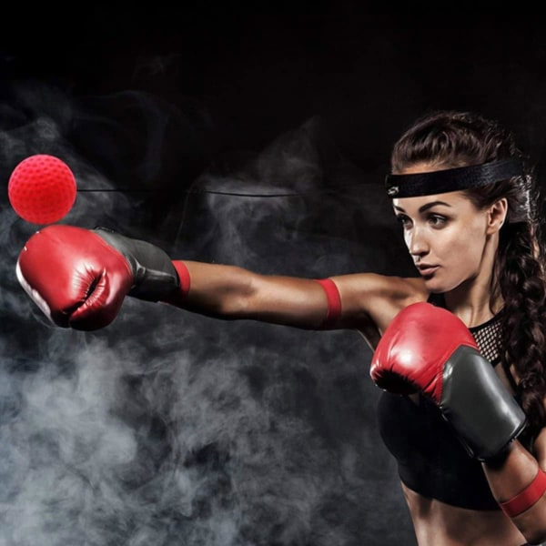 Boxningsreflexboll, 2 olika boxningsbollar med pannband, perfekt för reaktion, smidighet, slaghastighet, stridsskicklighet och Ha röd boll