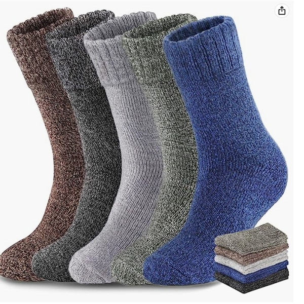 5 paria miesten villasukkia, paksut ja lämpimät talvisukat piiloon Parallel line color mixing Size 38-45