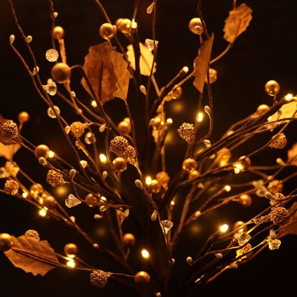 Guijiyi Tree Lights, 60 cm Bonsai Tree Lights med ljusa 24 LED varma vita pärlor, batteridriven, trädlampa för hemmafest/födelsedag/bröllop