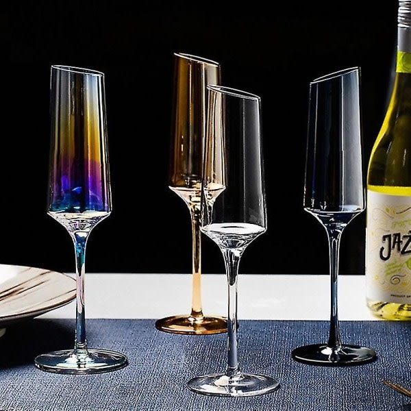 Creative Red Wine Champagne Glas Blyfritt Glas Transparent Smoke Grey Amber Glass Grey Grå 440ML