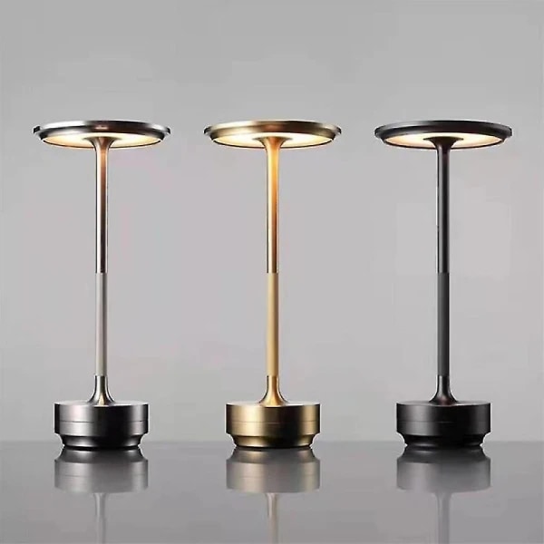 Sladdlös Bordslampa Dimbar Vattentät Metall USB Uppladdningsbara Bordslampor -1st guld Helt aluminium