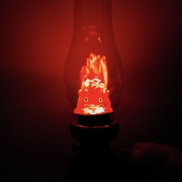 Howl's Moving Castle - Hængende Kalk, Natlys, Flame Natlampe LED Flamme Light Sengelampe Anime Night Light Bord röd