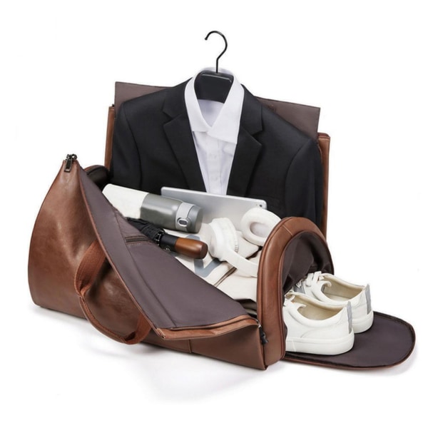 Klädväska för resor, bärbar väska, 3 i 1 hängande resväska Suit Weekender resväska Brown