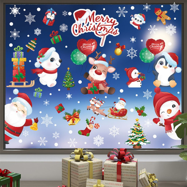 Fönsterdekorationer, fönsterbilder jul, självhäftande julfönsterbilder, dubbelsidigt fönster