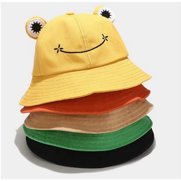 Groda solhatt, groda bucket hat herr fiskehatt dam bucket hats för kvinnor herrhattar sommarmössa Gul Yellow L