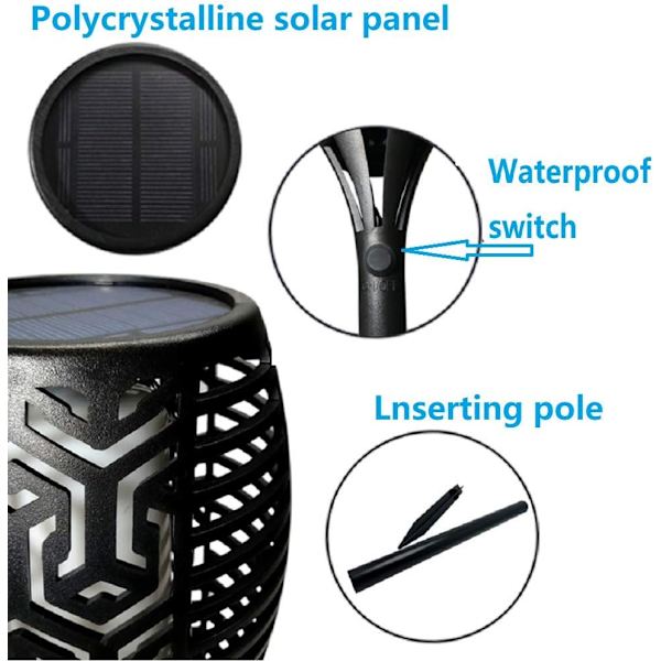 Uppgraderade solcellslampor med färgad låga för utomhusbruk, LED, energibesparande