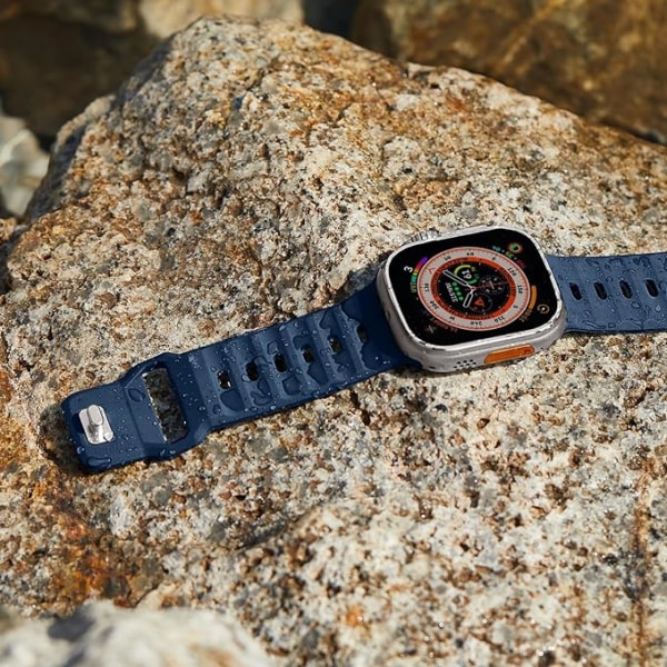 Sportarmband kompatibelt med Apple Watch Ultra armband 42 mm-49mm, för män, silikon, vattentätt band för Apple Watch 8 SE 7 6 5 4 3 Ultra Widened version - blue gray 42/44/45/49mm universal