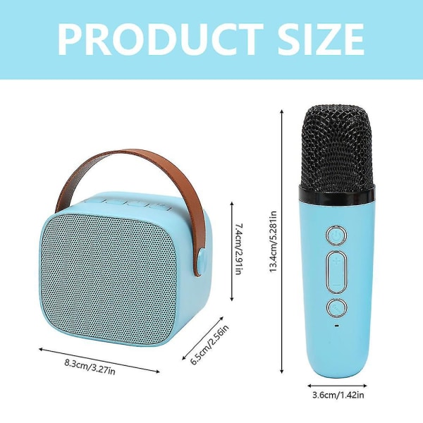 Karaokemaskin för barn med 2 trådlösa mikrofoner, bärbar karaokemaskin med Bluetooth för barn, vuxna, röstförändrande effekter och led-ljus