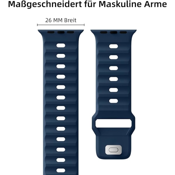 Sportarmband kompatibelt med Apple Watch Ultra armband 42 mm-49mm, för män, silikon, vattentätt band för Apple Watch 8 SE 7 6 5 4 3 Ultra Widened version - blue gray 42/44/45/49mm universal