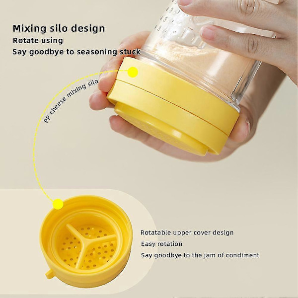 Grated Cheese Shaker Clear Glass Spice Jar Kitchen Container with Lid for Spice Salt Orange-380ml