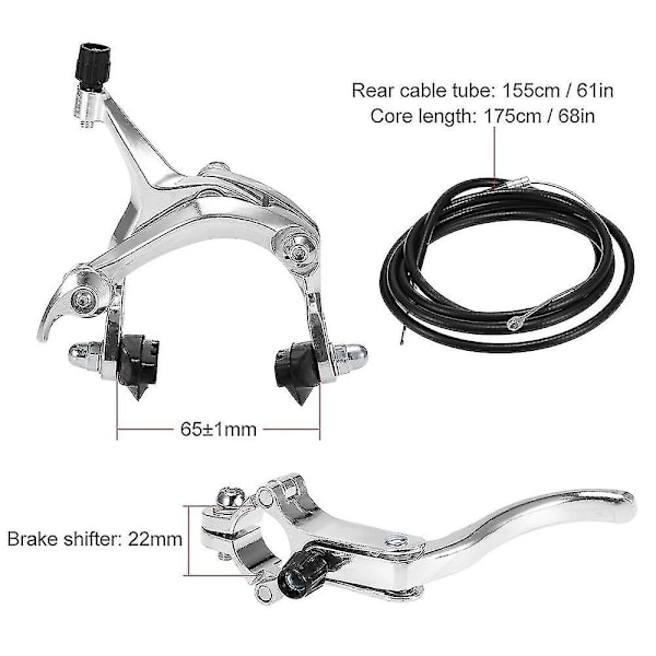 Bromsset för Fixie/Landsvägscykel, Fram/Bak, Sidomonterad, Silver silver Front brake set