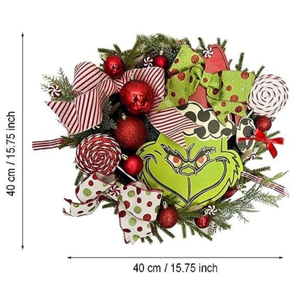 Joulukoriste Grinch-seppele oveen, Hyvää joulua -kyltti Grinch joulu ulkokoristeet 1