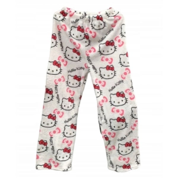 Tecknad HelloKitty flanellpyjamas Plysch förtjockad varma pyjamas för kvinnor Rosa M