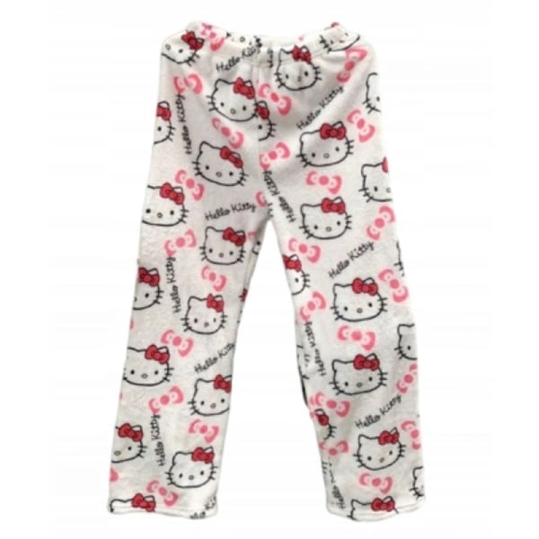 Tegneserie HelloKitty flanell pyjamas Plysj fortykket varm pyjamas for kvinner Svart rosa katt XXL