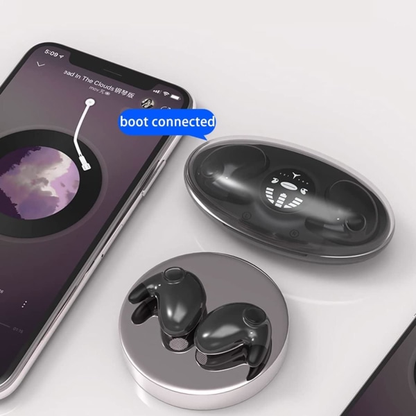 Invisible Sleep Wireless Earphone IPX5 Vattentät, True Wireless Earbuds Sense-Free att bära Bluetooth 5.3 Headphones Touch Control, med trådlös Chaufför Vit