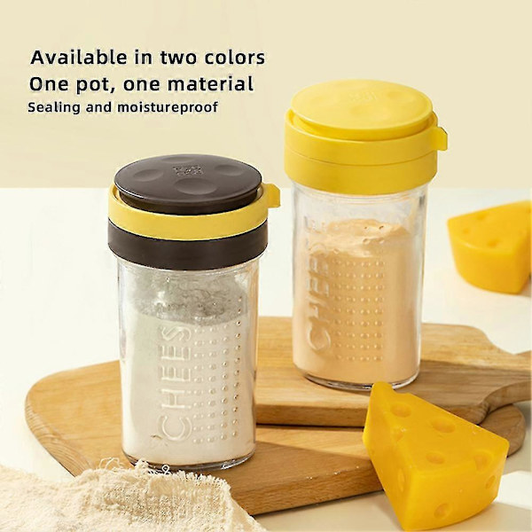 Grated Cheese Shaker Clear Glass Spice Jar Kitchen Container with Lid for Spice Salt Cocoa Brown-380ml