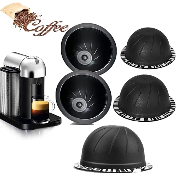 5 stk. gjenbrukbare Vertuo-kapsler, påfyllbare kaffekapsler (svart 230 ml, 5) black