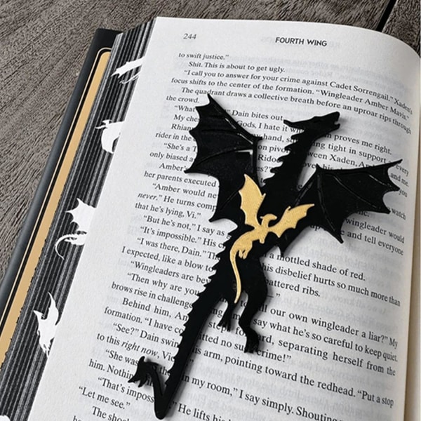 Dragon Bookmark Black Gold Cool Dragon Bookmark aurinko ja pilvet, kirjamerkitsin kirjahyllyn koristelu kirjarakkaudelle C