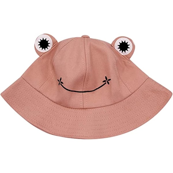 Groda solhatt, groda bucket hat herr fiskehatt dam bucket hats för kvinnor herrhattar sommarmössa Rosa Pink L