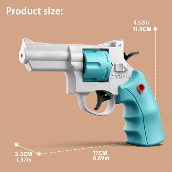 2024 revolvervattenpistol, exakt sprängvattenpistol, räckvidd upp till 32 fot, kraftfull vattenpistol med en knapp, lämplig för barn och vuxna sommarpoolparty 2