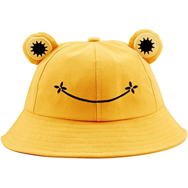 Groda solhatt, groda bucket hat herr fiskehatt dam bucket hats för kvinnor herrhattar sommarmössa Gul Yellow L