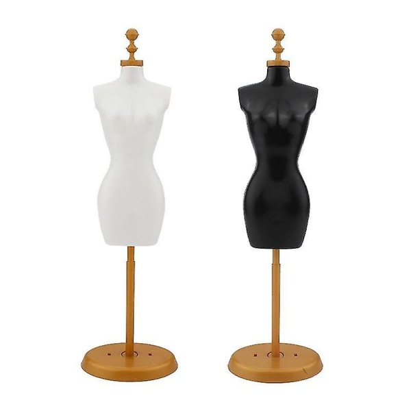 Kvinde Mannequin Torso, 2 stk Kjole Form Manikin Body Med Base Stand Til Syning Dressmakers Kjole Smykker Display, Sorthvid