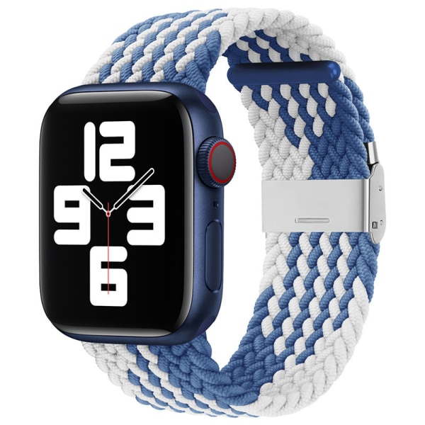 Kompatibel med Apple Watch -remmar 40 mm till 49 mm rem Flätad nylon Justerbar spännes rem Justerbar flätad enkelloop elastisk sportrem Z blue and white 42mmor44mmor45mm