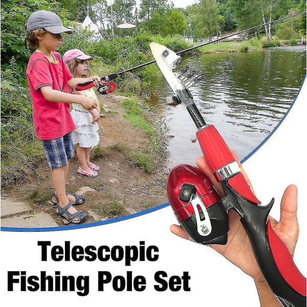 Fulla set för barn med fiskespö med teleskopisk fiskespö och set med spinnrullar [gratis frakt]