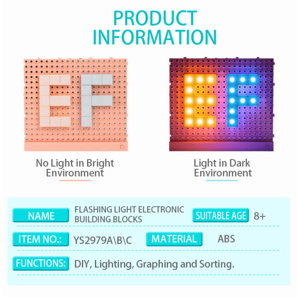 SPOT LIGHT Elektroniska byggstenar små stjärnljus montering byggstenar med ljus vetenskap och utbildning leksaker Julklappar 20 pieces-seven-color touch dimming