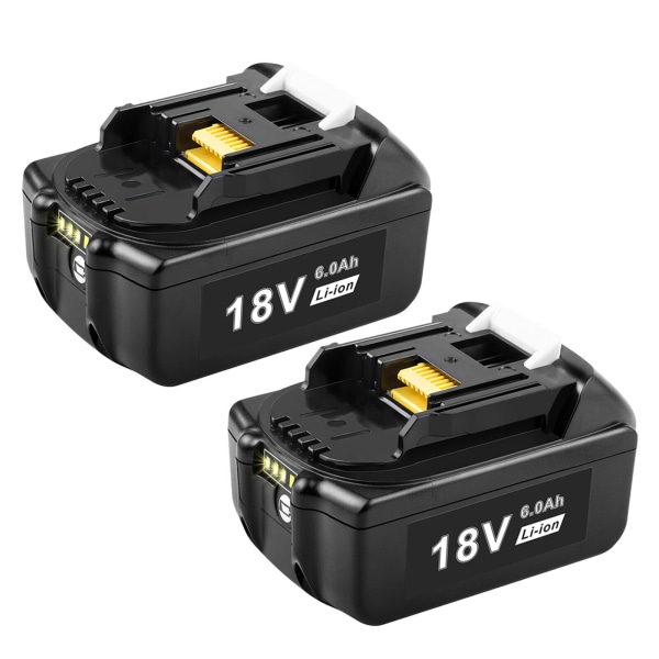 2x 6000 mAh batteri för Makita 18 V 6,0 Ah BL1860B BL1850 BL1840 BL1830 ersättningsbatteri LED