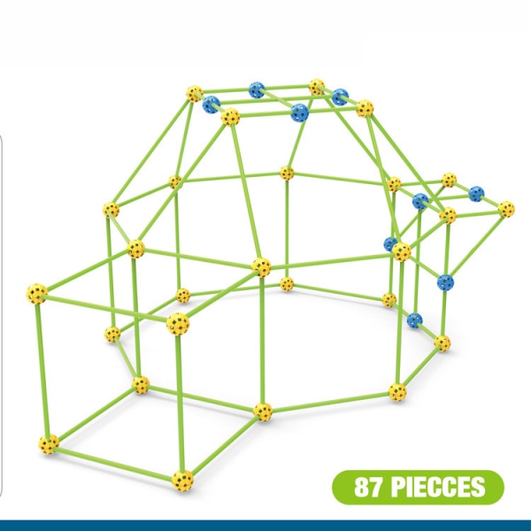 87 stk Fort-byggesæt - Byggelegetøj til 5+-årige - DIY-legetelt indendørs og udendørs - Legehus til børn - Byg dit eget børnetelt A
